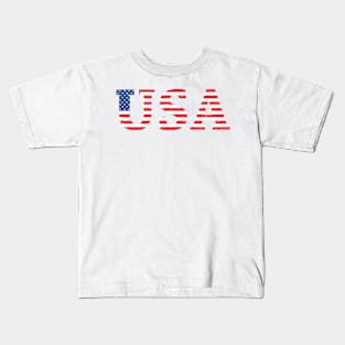 Vintage USA flag text Kids T-Shirt